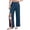 01#Dark Blue, variant on Women Side Split Open Access Pants Cotton Solid Post Surgery Casual Athletic Trousers With Pockets Brown L