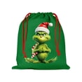thumbnail image 1 of Bolsas de fiesta de Grinch con estampado de dibujos animados en verde, bolsa de regalo con cordón para vacaciones, bolsa de regalo para dulces, bolsa de refrigerio para niños para vacaciones, bolsa de, 1 of 4