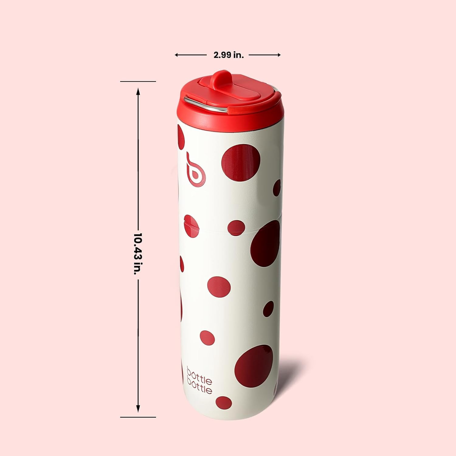 BOTTLE BOTTLE Insulated Water Bottle 24oz with Straw Lid and Handle for Sports Travel Gym Stainless Steel Water Bottles Double-Wall Vacuum Metal Leak Proof BPA-Free (Polka Pop)
