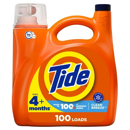 Tide Liquid Laundry Detergent, Clean Breeze Scent, 132 Fl Oz, 100 Loads