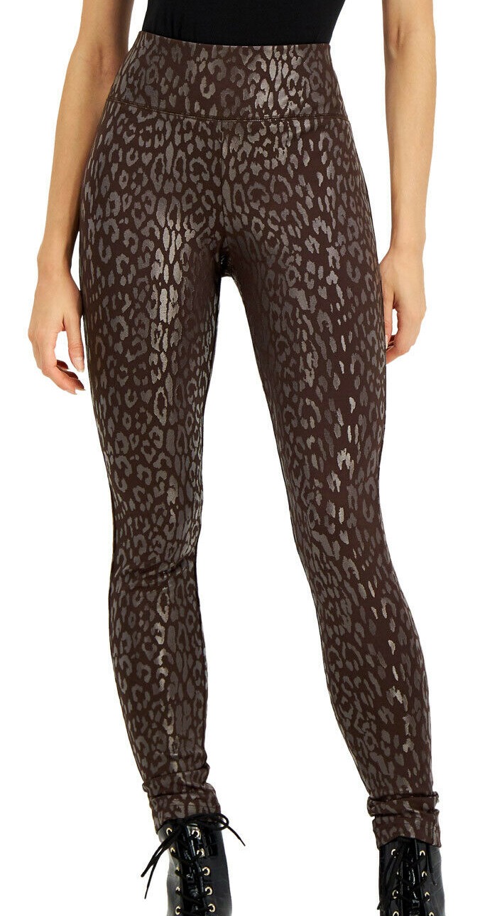 INC Womens Leggings Metallic Leopard 
