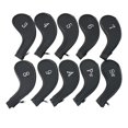 thumbnail image 1 of Negro 10 Piezas Funda para Cabeza de Golf Protección para Palos de Golf con Cubierta de Hierro para Golf, Impresión de Números de Cuello Largo y 1 Pieza de Cepillo para Palos de Golf JM, 1 of 5