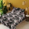 thumbnail image 2 of Ambesonne Floral Fitted & Flat Sheet with Sham 3 Pcs Set, Art Secret Peony Hydrengea, Twin, Jade Green Pale Mauve, 2 of 5