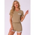 thumbnail image 2 of DARING DIVA 2 Pieces Lounge Lace Trim Short Sleeve Tops M Khaki, 2 of 6