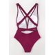 thumbnail image 4 of Traje de baño de una pieza para mujer Traje de baño rojo sólido con cuello en V profundo sexy Namotu CZYD-SY79-1, 4 of 7