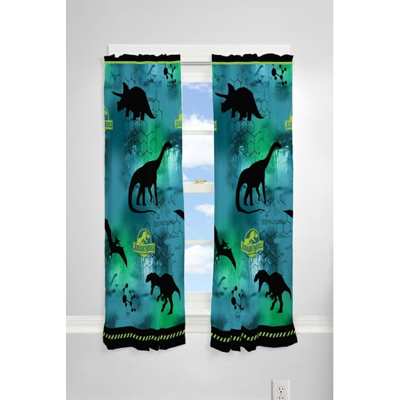 Universal Jurassic World "Mesozoic Era" Boys Bedroom Curtain Set