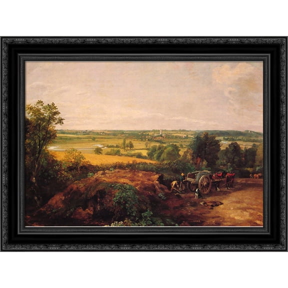 View of Dedham 24x19 Black Ornate Wood Framed Canvas Art by Constable, John
