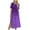 Purple, variant on Aboser Boho Floral Print Dresses for Women Trendy Short Sleeve Dress Casual Side Split Maxi Dresses Loose Fit Crewneck Beach Dress with Pockets