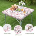 thumbnail image 4 of Pioneer Flower Floral Print Pattern Square Fitted Tablecloth with Elastic Edge,Square Table Cover,Washable Elastic Table Cover for Home Kitchen Party Decor 34"x34", 4 of 6