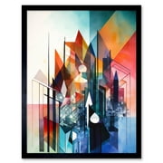 Fractal Light Shapes Low Polygon Abstract Rainbow Modern Watercolour Painting Art Print Framed Poster Wall Decor 12x16 inch