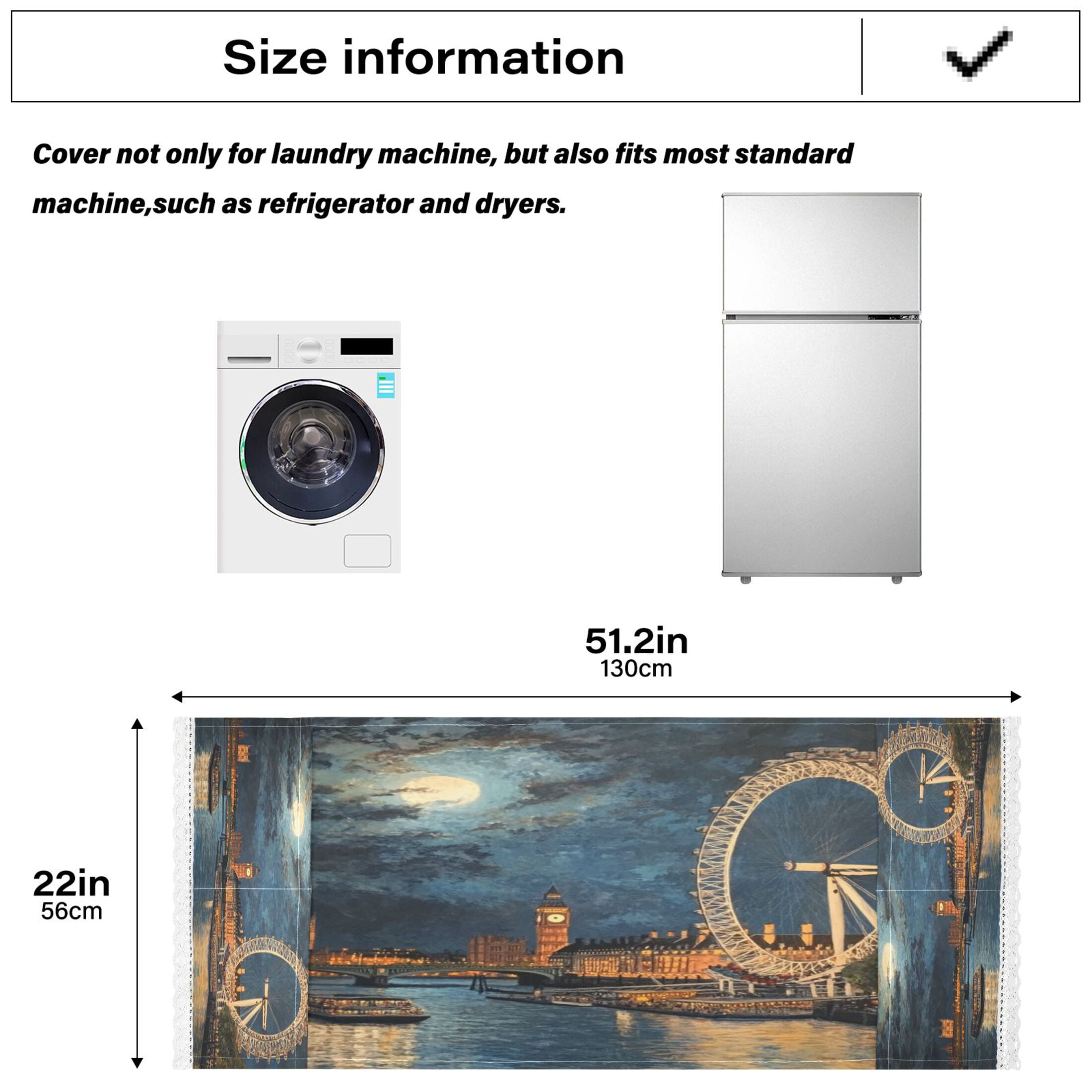 London Eye at NightWasher and Dryer Covers Dust-Proof and Oil Resistant Fridge Cover with 4 Storage Pockets Washing Machine Top Cover for Laundry Kitchen Home 51.2 x 22 In