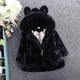 thumbnail image 2 of Abrigo con capucha de piel sintética esponjosa para niña, chaqueta polar, prendas de vestir cálidas de invierno, 2 of 3