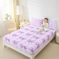 thumbnail image 4 of Feelyou Fashion Purple Bow Bed Sheets, Dreamy Cartoon Ribbon King Sheets, 4pcs, 4 of 7