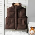 thumbnail image 3 of Efsteb Girls Puffer Vest Waistcoat Zip Up Sleeveless Stand Collar Winter Quilted Jackets Fashion Warm Outerwear (Coffee,5 Years), 3 of 7