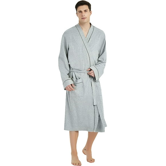 U2SKIIN Peignoirs pour Hommes 100 % Coton, Peignoir de Spa Léger et Doux en Tricot pour Hommes, (Gris, P/M)