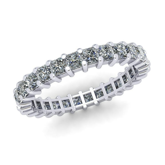Natural 2.00Ct Princess Cut Diamond Shared Prong Women's Anniversary Wedding Eternity Band Ring Solid 14k White Gold H SI2