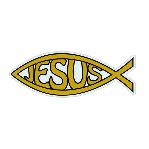 Magnetic Bumper Sticker - Ichthus Magnet (Gold Jesus, Christianity) - Fish Shaped Religious Magnet - 7" x 2.5"