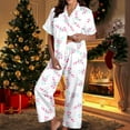 thumbnail image 5 of Women's Christmas Sleepwear Holiday Cute Print Short Sleeve Button down Sleepwear Warm Womens Pajamas Pajamas Women, 5 of 6