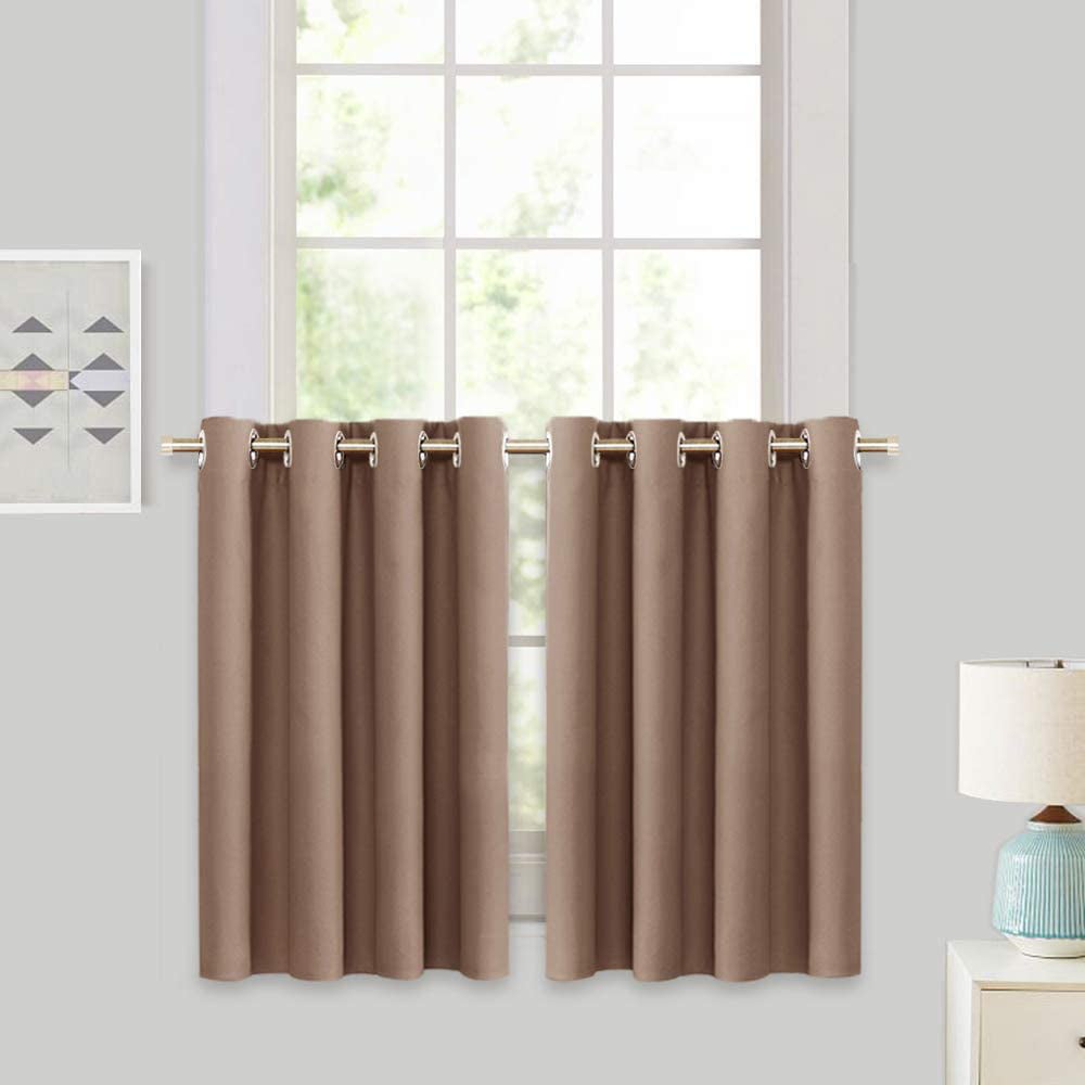 2 Panels 52 x 36 Biscotti Beige RYB HOME Room Darkening Short Curtains for Small Winow Decor Light Block Thermal Insulated Drapes for Kids Bedroom Bathroom Downstairs Window RV Curtains
