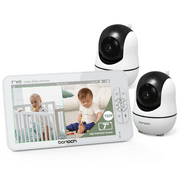 bonoch MegaView Baby Monitor with 2 Cameras 7" 720P HD LCD Split Screen Video Audio No WiFi Auto Night Vision