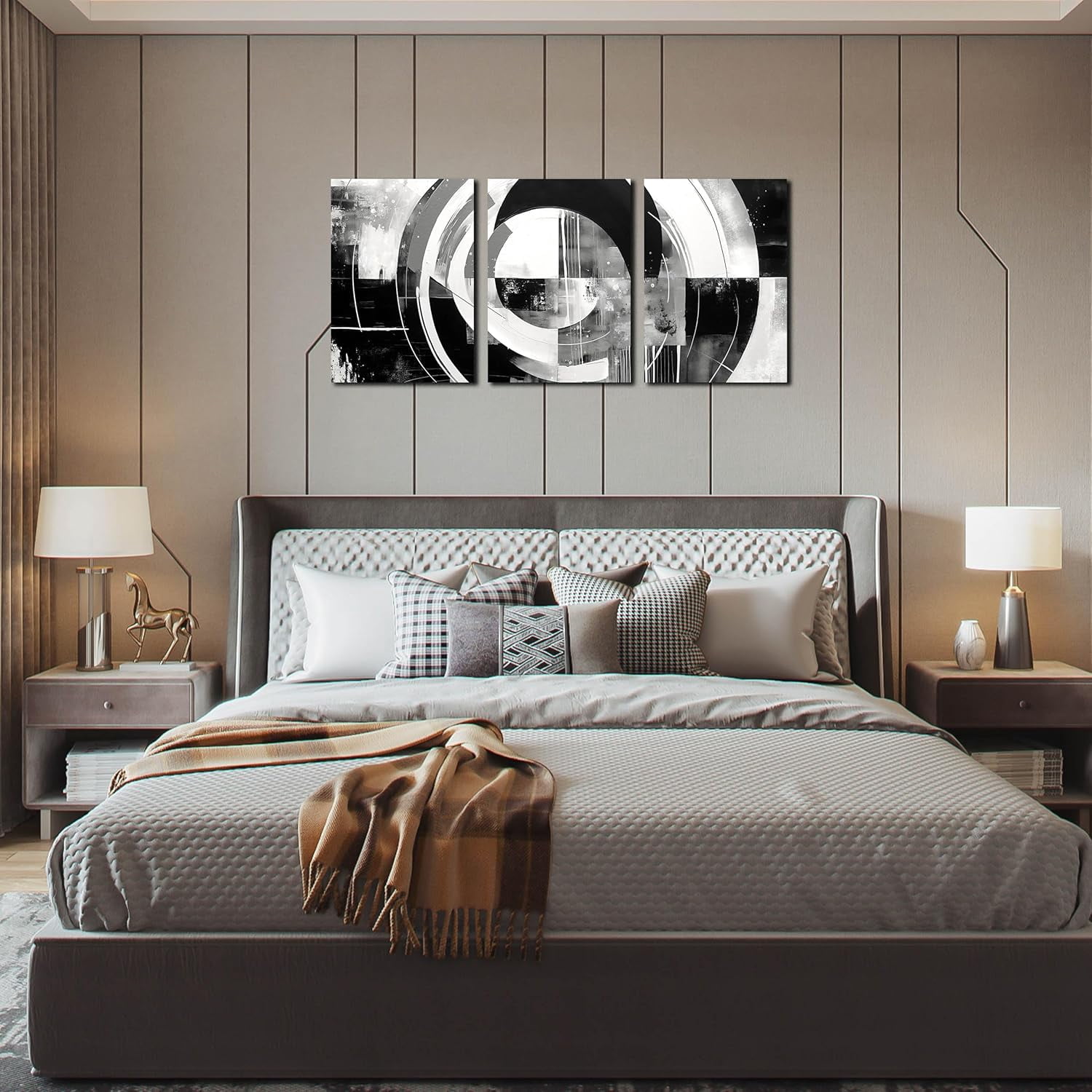 Black and White Abstract Canvas Wall Art for Living Room Bedroom Bathroom Home office Modern d Canvas Prints Abstract Circle Picture Artwork Size 12x16x3p