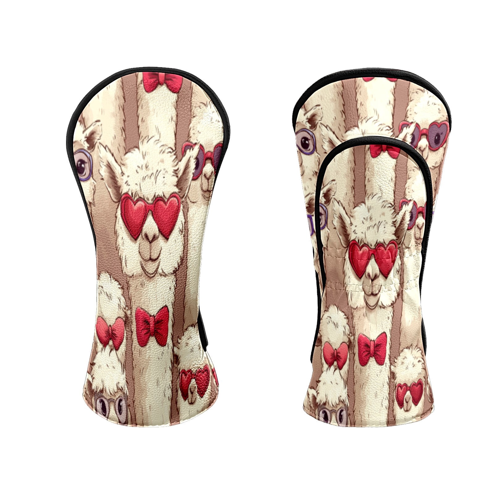 Golf Club Head Covers Funny Alpaca Waterproof Leather Golf Head Covers for Men Women Driver Head Cover Fairway Headcover for Golf Lovers