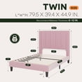 thumbnail image 6 of Einfach Twin Bed Frame, Platform Bed with Upholstered Velvet Vertical Channel Headboard, Pink, 6 of 6