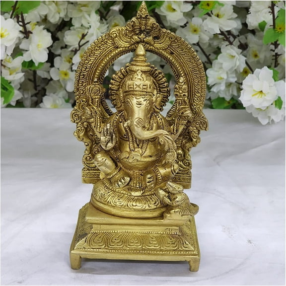 Ganesha Statue in Brass Lord Ganesha Sculpture Indian God Statue Hindu Home Decor Items Ganesha Idol Handmade Ganpati Figurine Housewarming Gift Temple Mandir Decor Puja Room Decor - AtoZ India Cart