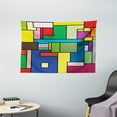 thumbnail image 1 of Art Tapestry, Vivid Geometric Shapes Construct in Mondrianesque Manner Cubic Artwork Squares Lines, Wall Hanging for Bedroom Living Room Dorm Decor, 60W X 40L Inches, Multicolor, by Ambesonne, 1 of 2