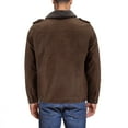 thumbnail image 3 of Men’s Removable Sherpa Collar Classic Full Zipper Microsuede Trucker Jacket (Dark Brown, M), 3 of 4