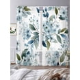 thumbnail image 3 of Watercolor Flowers Sheer Curtains 84 Inch Length 2 Panels Set Window Treatments, Spring Floral Leaves Botanical Blue Rod Pocket Semi Curtains for Living Room/Bedroom/Kitchen Décor, 104"W x 84"L, 3 of 7
