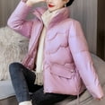 thumbnail image 5 of Lovskoo Womens Winter Coats Stand Collar Quilted Jacket Warm Pocket Long Sleeve Jacket Parkas Outerwear Cotton Padded Outerwear Pink, 5 of 6