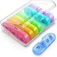 thumbnail image 1 of Pastillero semanal 3 veces al día, pastillero portátil de 7 días con grandes compartimentos separados para guardar medicamentos y vitaminas, 1 of 5