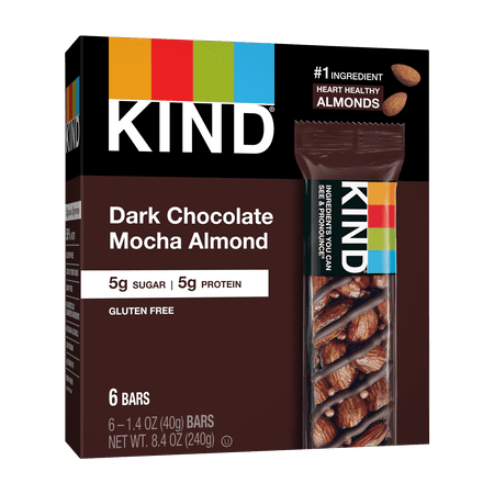 KIND Bars Dark Chocolate Mocha Almond Gluten free 1.4 oz 6 Snack Bars
