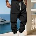 thumbnail image 5 of Cargo Sweatpants for Men Drawstring Elastic Waist Solid Cuffed Joggers with Pockets Black S, 5 of 9
