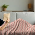 thumbnail image 3 of Peach Soft Flannel Fleece Throw Blanket, Zigzag Chevron Pattern Geometric Soft Colored Old School Vintage Abstract Artwork, Cozy Plush for Indoor and Outdoor Use, 60" x 80", Coral Peach, by Ambesonne, 3 of 5