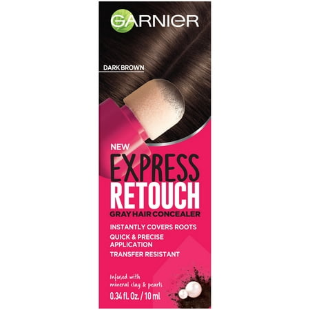 Garnier Express Retouch Gray Hair Concealer, Instant Gray Coverage, Dark Brown, 0.34 fl. (Best Grey Hair Coverage)