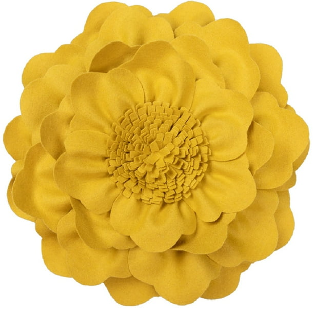 JWH Round Throw Pillow Handmade Unique 3D Accent Pillow Flower Cushion