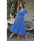 thumbnail image 3 of Vestido PRETTYGARDEN Azul Floral Cruzado con Cinturón y Escote en V - M, 3 of 8