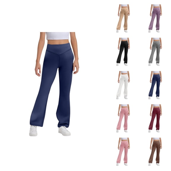 Flare Leggings for Girls 2026 Casual High Waisted Bootcut Uniform Pants Bell Bottoms Leggings Kids Dress Pants