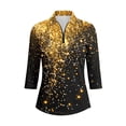 thumbnail image 5 of MuXiKeJi Clothes Elegant T Shirt With Black To Gold Gradient Sequins And Floral Print Half Sleeves,Golf Polo Shirts for Women Plus Size, 5 of 7