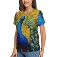 thumbnail image 2 of Honeii Peacocks Print Women's Classic V-Neck T-Shirt,Womens Fashion Tops,Stylish Everyday Top for Women, Casual Summer Spring Outfits Clothes-XX-Large, 2 of 5
