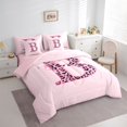 thumbnail image 2 of Catabedysis Bows Letter Print 7-Piece King Bedding,Cheetah Monogrammed B King Bed in a Bag,Pink Reversible For Girls, 2 of 7
