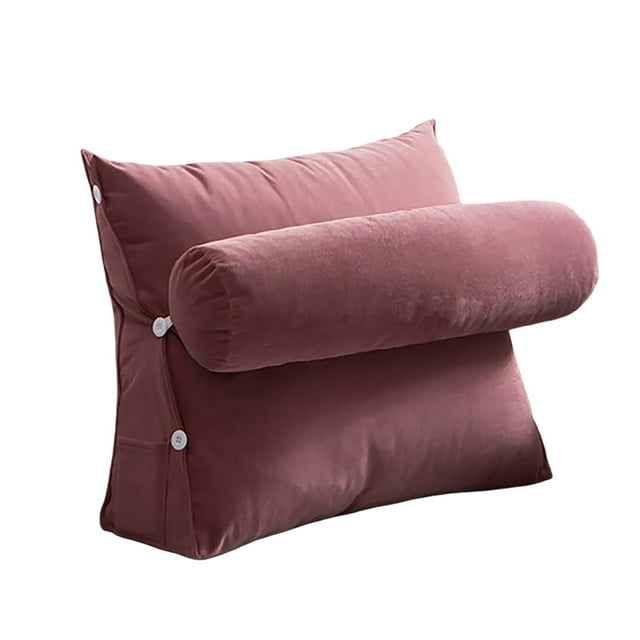 CushionTriangular Headboard Pillow for Dorm Bed Bolster Cushion Backrest Support with Pearl Fill Polyester Fabric Living Room Easy Care