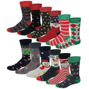 Different Touch 12 pairs Mens Premium Christmas Crew Dress Socks