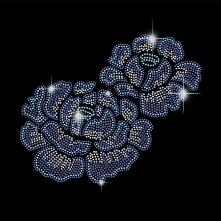 Blue Flower Iron on Rhinestones Transfer Bling Glass Rhinestone Decals DIY Hotfix Transfer Stickers Crystal for T-Shirt Clothing Hoodies Art Craft Decor Birthday Gifts