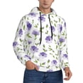 thumbnail image 2 of Lsque Purple Chicory Pattern Casual Men's Hoodie,Hooded Sweatshirt with Kangaroo Pocket,Pullover Hoodie-Small, 2 of 7