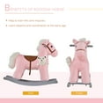 thumbnail image 4 of Qaba Kids Plush Ride-On Rocking Horse with Bear Toy,Children Chair with Soft Plush Toy & Fun Realistic Sounds,Pink,Pink Wood Toys Kids Bikes Riding Toys, 4 of 10