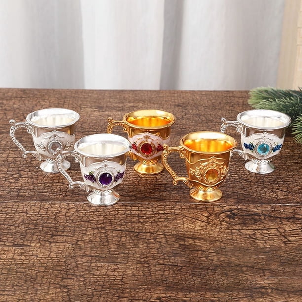 Copa de vino blanca de metal creativa para el hogar, patrón de aleación, decoración de gemas, juego de vino clásico, múltiples opciones