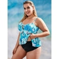 thumbnail image 3 of Tallas grandes Crane China Impresión Smocked Detalle Tiekin Swimwear Rosegal Vestidos casuales de talla grande, 3 of 5